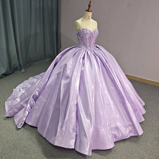 Elegant Backless Purple Long Tail Quinceañera Dress