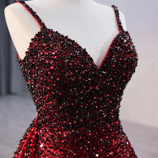 Bling Spaghetti Strap Sequins Beaded Mermaid Evening Party Dresses.