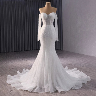 Elegant Sweetheart Beaded Mermaid Wedding Bridal Dresses