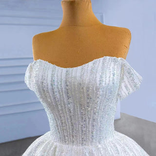 Crystal Off-Shoulder Sequin Ball Gown Wedding Dress