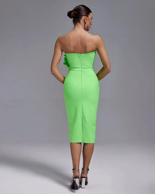 Sexy Strapless Pleated Mint Green Bandage Dress - Backless Elastic Bodycon Cocktail Dress