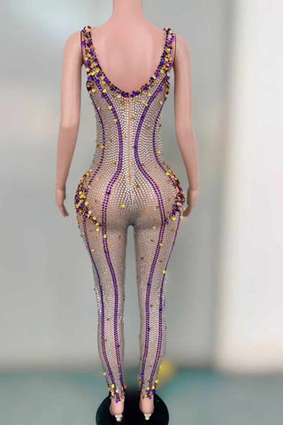 Crystal-Embellished Rhinestone Bodysuit