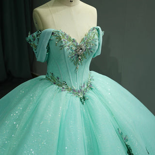 Shiny Off Shoulder Empire Ball Gown Quinceañera Dresses