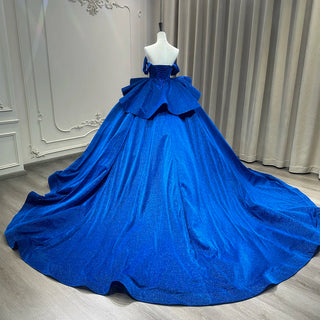 Glitter Royal Blue Sweetheart Empire Ball Gown Quinceañera Dress