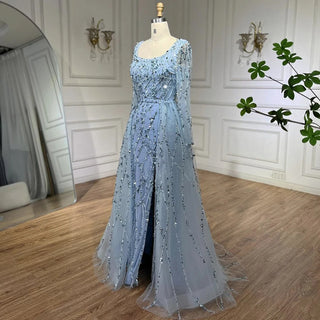 Elegant Green Split Mermaid Evening Gown 2024: Luxury Beaded Dubai for Women's Wedding Party