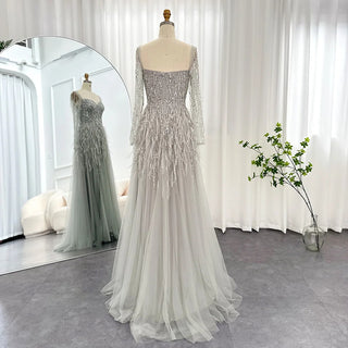 Luxury Dubai Sage Green Feathers Evening Dress for Women Elegant 2024 Lilac Burgundy Wedding Party Formal Gown