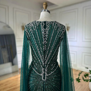 2025 Nude Saudi Arabic Beaded Evening Gown with Cape Sleeves – Customized Elegance