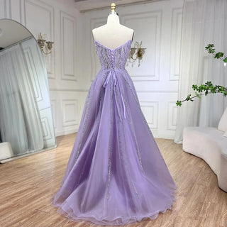 Lilac Luxury Beading Dubai Evening Dress: 2024 Long Elegant Scalloped Arabic Women's Formal Prom Dress