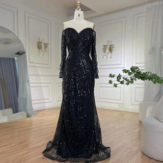 Dubai Nude Elegant Mermaid Evening Gown: Arabia Luxury Beaded for Women's Wedding Party 2024