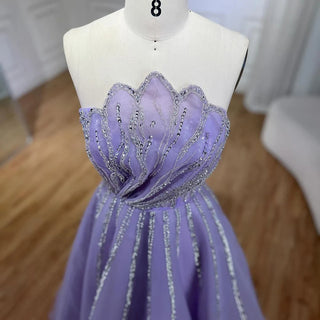 Lilac Luxury Beading Dubai Evening Dress: 2024 Long Elegant Scalloped Arabic Women's Formal Prom Dress