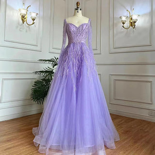 Luxury Dubai Feathers Lilac Evening Dresses: Elegant Emerald Green Arabic Formal Party Gowns for Women's Weddings