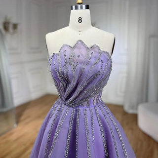 Lilac Luxury Beading Dubai Evening Dress: 2024 Long Elegant Scalloped Arabic Women's Formal Prom Dress