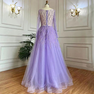 Luxury Dubai Feathers Lilac Evening Dresses: Elegant Emerald Green Arabic Formal Party Gowns for Women's Weddings