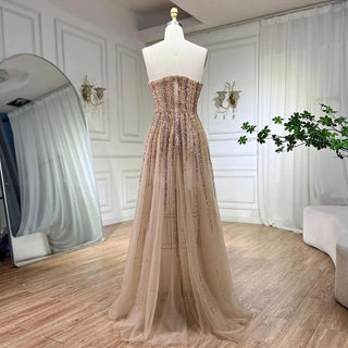 Ships in 1 to 3 Days - Arabic Green Cape Sleeves A-Line Beaded Evening Dress - Long Celebrity Gown for Women's Wedding Party 2024