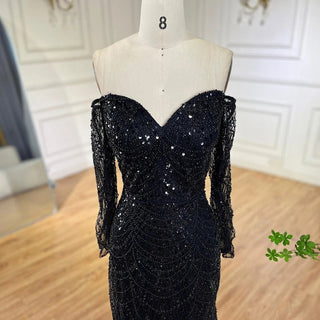 Dubai Nude Elegant Mermaid Evening Gown: Arabia Luxury Beaded for Women's Wedding Party 2024