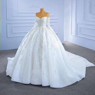 New Design Luxury White and Gold Wedding Dress Ball Gown