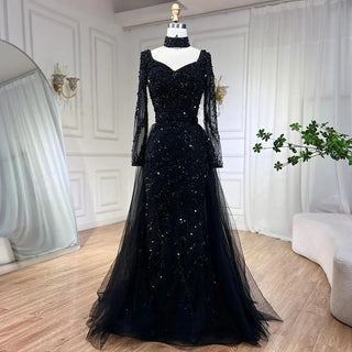 Arabia Blue Mermaid Elegant With Overskirt Luxury Dubai Evening Dress Gown for Women Wedding Party 2024