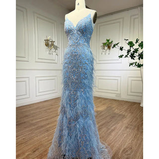 Pink Feathers Mermaid Evening Dress: 2024 Luxury Dubai Gown for Women's Wedding Party