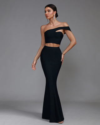 Elegant Black Bandage Skirt and Top Set - 2024 Women's Two-Piece Outfit