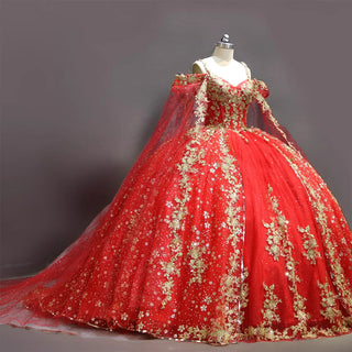 Vintage Red Off Shoulder Lace Empire Quinceañera Dresses