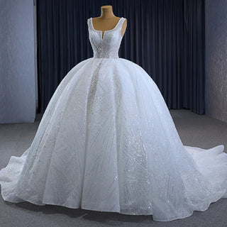 Elegant Square Collar Puffy Bridal Wedding Ball Gown Dresses