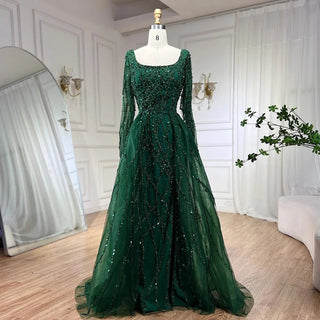 Elegant Green Split Mermaid Evening Gown 2024: Luxury Beaded Dubai for Women's Wedding Party