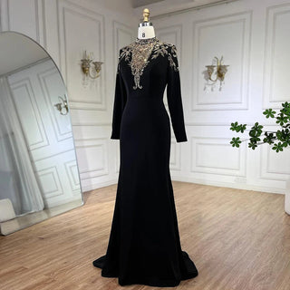 Ships in 1 to 3 Days - 2024 Dubai Satin Mermaid Beaded Luxury Arabic Evening Dresses Gowns for Women's Wedding Party