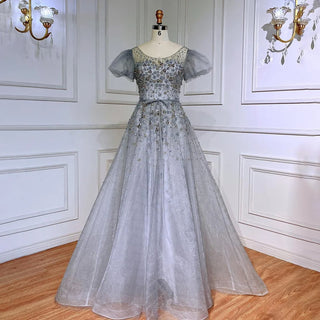 Elegant Silver Gray Evening Dresses: 2024 Luxury Dubai Gowns for Women's Wedding Parties