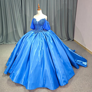 Beautiful Off-Shoulder Sweetheart Royal Blue Quinceañera Dress