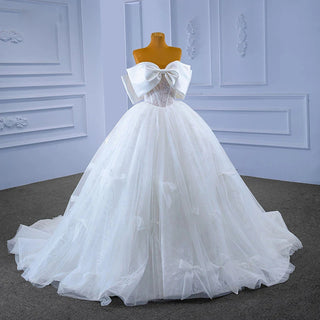 Princess Bow Modest Sleeveless Ball Gown Wedding Dress