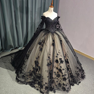 Classic Black Sequins Evening Quinceañera Dresses With Shawl