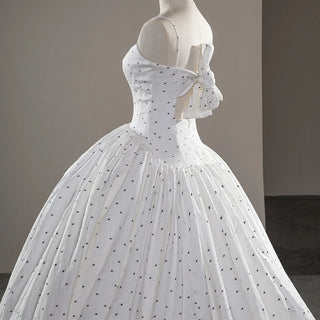 Elegant Spaghetti Strap Dot Ball Gown Bridal Wedding Dress