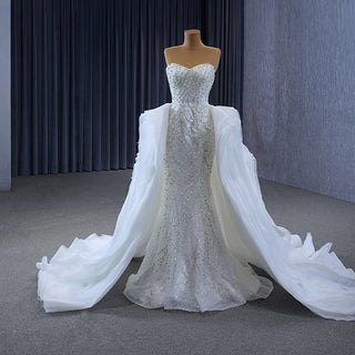 Luxury Sweetheart Sequin Beaded Mermaid Wedding Dress with Train