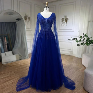 Luxury Dubai Royal Blue Evening Dress - Plus Size Formal Gown for Women's 2024 Wedding, Birthday Party, and Prom