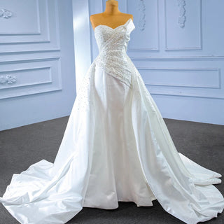 Crystal Sweetheart Satin Ruffle Mermaid Wedding Dress