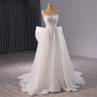 Fashion Bow Beading Sleeveless Bridal Wedding Dresses