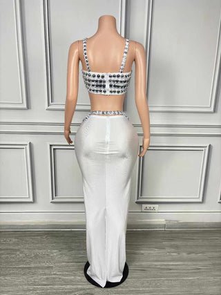 Sleek Crystal-Embellished Cutout Evening Gown