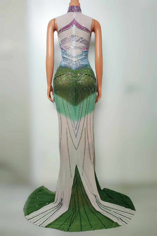 Ombre Crystal-Embellished Mermaid Gown