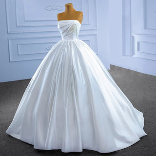 Minimalist Boat Neck Sleeveless Ball Gown Wedding Dress