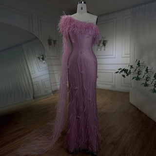 Pink Sexy Diamond Mermaid Evening Dress with Cape - Luxury Gown for Women Wedding Party 2024