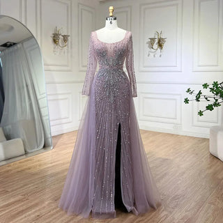 Elegant Blush: 2024 Pink Mermaid Evening Gown with Overskirt Split - Luxury Beaded Dress for Women's Wedding Party