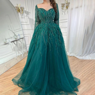 Luxury Dubai Feathers Lilac Evening Dresses: Elegant Emerald Green Arabic Formal Party Gowns for Women's Weddings