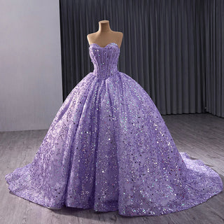 Shiny Sleeveless Purple Sweetheart Quinceañera Dresses For 15 Girls