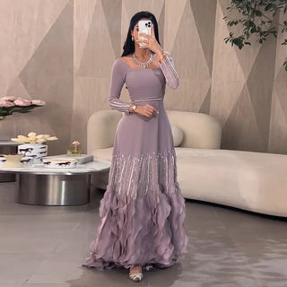 Luxury Lilac Ruffle Dubai Evening Dress for Women – Saudi Arabia 2025 Wedding Party Gown