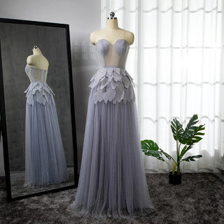 Lilac Strapless A-Line Evening Dress 2024 - Luxury Crystal Embellishments for Women's Wedding Party