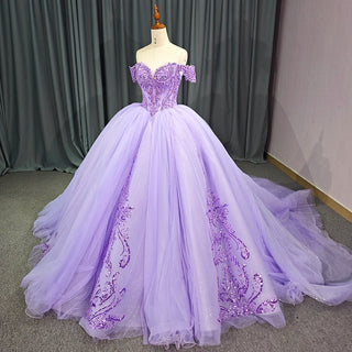 Elegant Purple Long Tail Quinceañera Dresses 2024 Empire