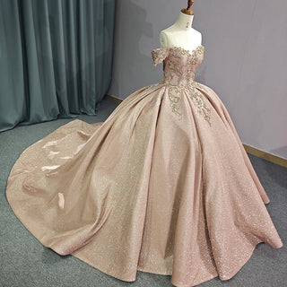 Crystal Sweetheart Off Shoulder Empire Ball Gown Quinceañera Dresses