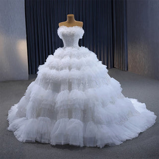 Beautiful Strapless Ruffle Ball Gown Wedding Dress for Girls