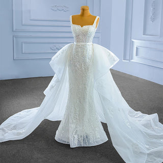 Exclusive Square Collar Mermaid Wedding Dresses With Detachable Train