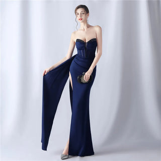 Sexy Strapless Beaded Party Maxi Dress - Long Prom Evening Dress for Women